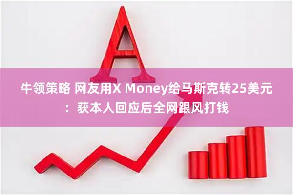 牛领策略 网友用X Money给马斯克转25美元：获本人回应后全网跟风打钱